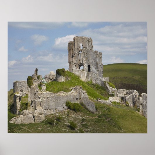 ドーセット、ワーハムの近くのコルフェ城跡。 ポスター (正面)