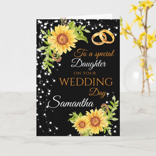 ドーターウェディングデーおめでとうひまわり カード (黄色い花)