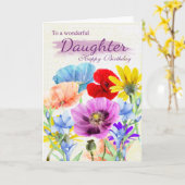 ドーターウォーターカラーワイルドフラワー誕生日カード カード (黄色い花)