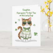 ドーターガールおもしろいキャットサングラスSt patricks day カード (黄色い花)