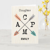 ドーターキャンプのパーソナライズされた名前矢印 カード (黄色い花)