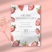 ドーターズピクニックイチゴテーマ誕生日パーティー 招待状