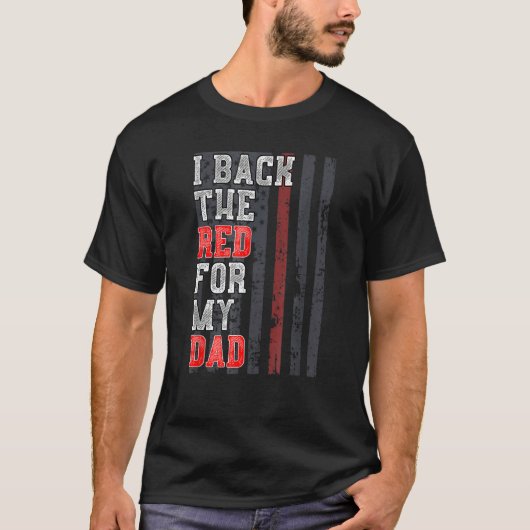 ドーターソンサポート用消防士パパ薄い赤 Tシャツ (正面)
