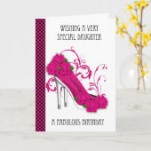 ドータートレンディーシューズ及びバラ誕生日グリーティングCa カード (黄色い花)