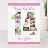 ドーターナンバー14フォトコラージングビッグ14誕生日 カード (正面)