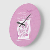 ドーターファーストコミュニオンピンク ラージ壁時計 (傾斜)