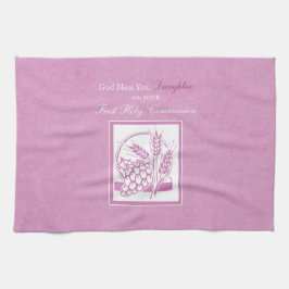 ドーターファースト聖餐式，ピンク キッチンタオル