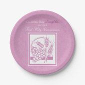 ドーターファースト聖餐式，ピンク ペーパープレート (正面)