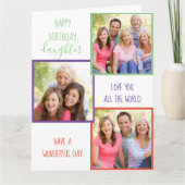 ドーターフォトコラージュパーソナライズされた誕生日 カード (正面)