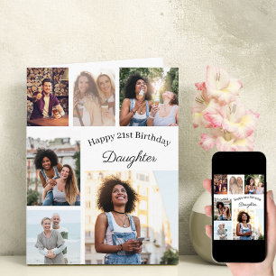 ドーターフォトコラージュ任意の年齢の大きな誕生日 カード