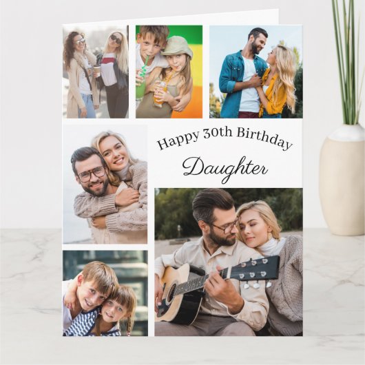 ドーターフォトコラージュ任意の年齢ハッピーバースデー カード (正面)