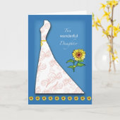 ドーターブライダルシャワーひまわりオンブルー カード (黄色い花)