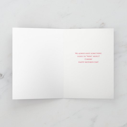 ドーターワインをテーマにした母の日おもしろいカード カード (内部)