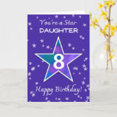 ドーター八誕生日ス輝くター鮮やかパープル カード (黄色い花)