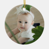 ドーター初めてのクリスマスフォト薄紫とシルバー セラミックオーナメント (正面)