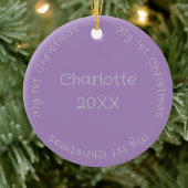 ドーター初めてのクリスマスフォト薄紫とシルバー セラミックオーナメント