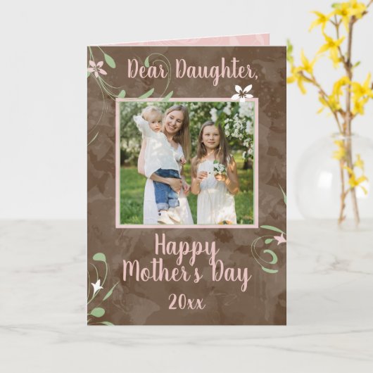 ドーター春スプラウツおばあちゃんの日の写真 カード (黄色い花)