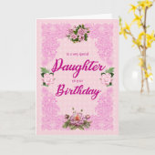 ドーター誕生日とピンクローズカード カード (黄色い花)