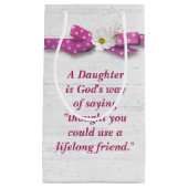 ドーター誕生日と水玉模様リボン スモールペーパーバッグ (正面)