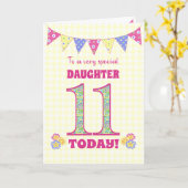 ドーター11誕生日Primroses Bunting Card カード (黄色い花)