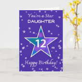 ドーター12誕生日ス輝くター鮮やかパープル カード (黄色い花)