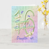 ドーター16th誕生日バタフライガーデンカード カード (黄色い花)