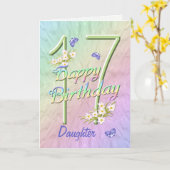 ドーター17th誕生日バタフライガーデンカード カード (黄色い花)