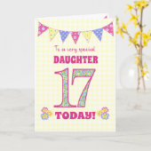 ドーター17th誕生日PrimroseとBuntingカード カード (黄色い花)