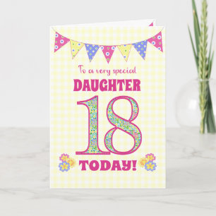 ドーター18th誕生日PrimrosesとBuntingカード カード