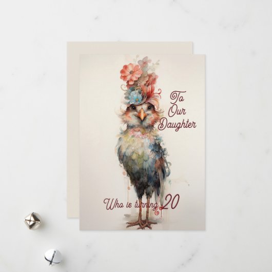 ドーター20th誕生日抽象芸術チキン シーズンカード (正面/裏面インサイチュ)