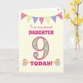 ドーター9th誕生日Primroses Bunting Card カード (黄色い花)