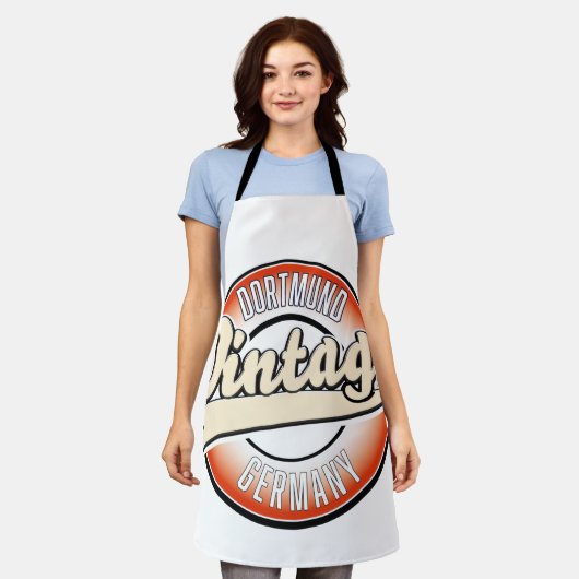 ドーツムントヴィンテージスタイルロゴ、 エプロン (着用した状態)