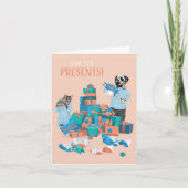 ドーティドッグと子猫プレゼントマウンテン誕生日 カード (正面)