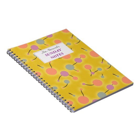 ドーテッドユニバースレトロイエロー、文字ラベル ノートブック (右側)