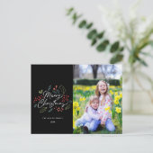 ドードカラフルルズメリークリスマス写真黒 シーズンポストカード (スタンド正面)