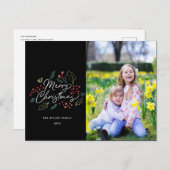 ドードカラフルルズメリークリスマス写真黒 シーズンポストカード (正面/裏面)