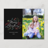 ドードカラフルルズメリークリスマス写真黒 シーズンポストカード (正面)