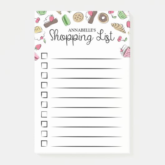 ドードドードデザートのチェックボックスショッピングリスト ポストイット (正面)