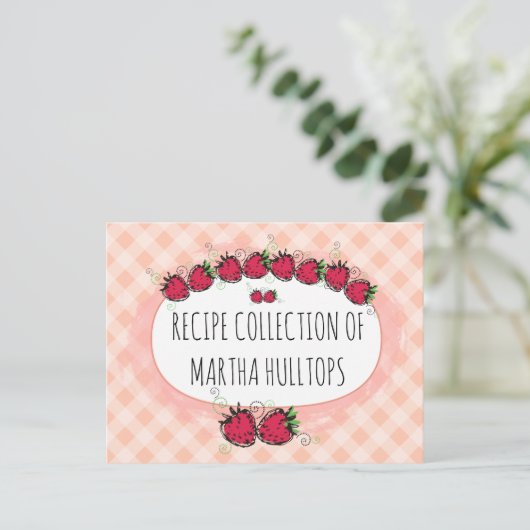 ドードルいちごパーソナライズされたレシピカード ポストカード (スタンド正面)