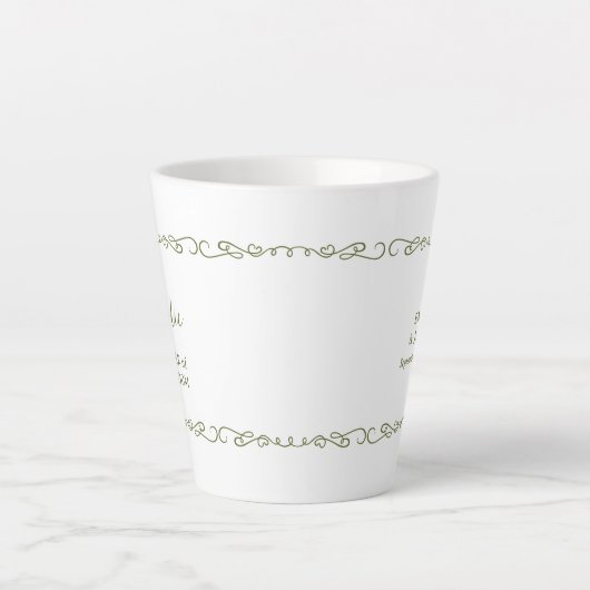 ドードルお洒落オリーブグリーンウェディングパーティー カフェラテマグ (正面)