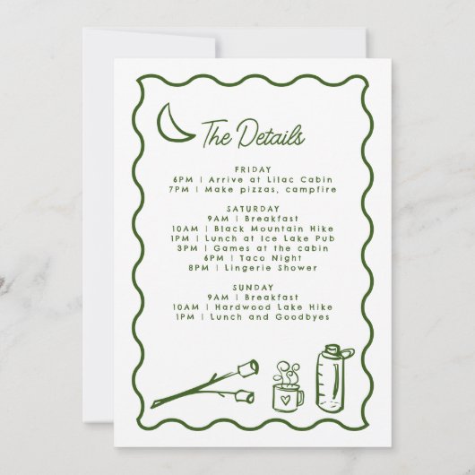 ドードルお洒落キャンプバチェロレッテウィークエンド 招待状 (裏面)