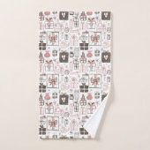 ドードルお洒落ギフトスケッチピンククリスマスキュート バスタオルセット (ハンドタオル)