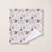 ドードルお洒落ギフトスケッチピンククリスマスキュート バスタオルセット (ウォッシュタオル)