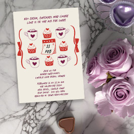 ドードルお洒落スケッチカップケーキとココア 招待状