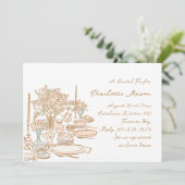 ドードルお洒落スケッチティーパーティーブライダルシャワー 招待状 (スタンド正面)