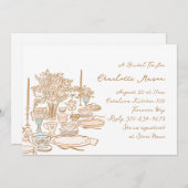 ドードルお洒落スケッチティーパーティーブライダルシャワー 招待状 (正面/裏面)