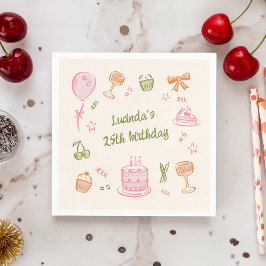 ドードルお洒落ハンドドロー誕生日パーティー スタンダードカクテルナプキン