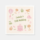 ドードルお洒落ハンドドロー誕生日パーティー スタンダードカクテルナプキン (正面)