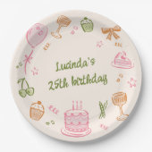 ドードルお洒落ハンドドロー誕生日パーティー ペーパープレート (正面)