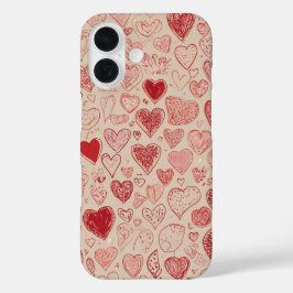 ドードルお洒落ハート iPhone 16ケース